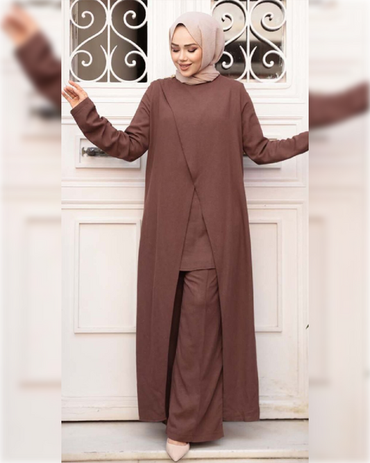 Layan Classic Brown Flow 3-Pieces set طقم ليان الكلاسيكي بني اللون مكون من ثلاثة قطع