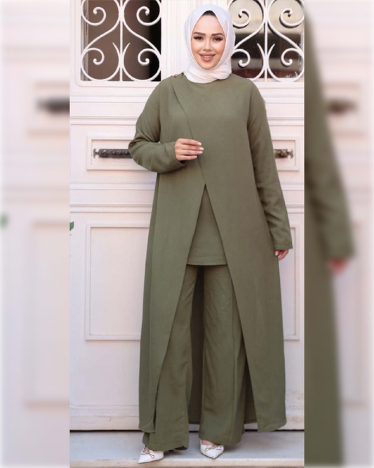 Layan Classic Green Flow 3-Pieces set طقم ليان الكلاسيكي أخضر اللون مكون من ثلاثة قطع