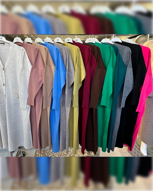 Nasma Cozy Long Cardigan in Gorgeous Shades كارديجان نسمة الشتوي الدافئ الجميل بألوان جميلة