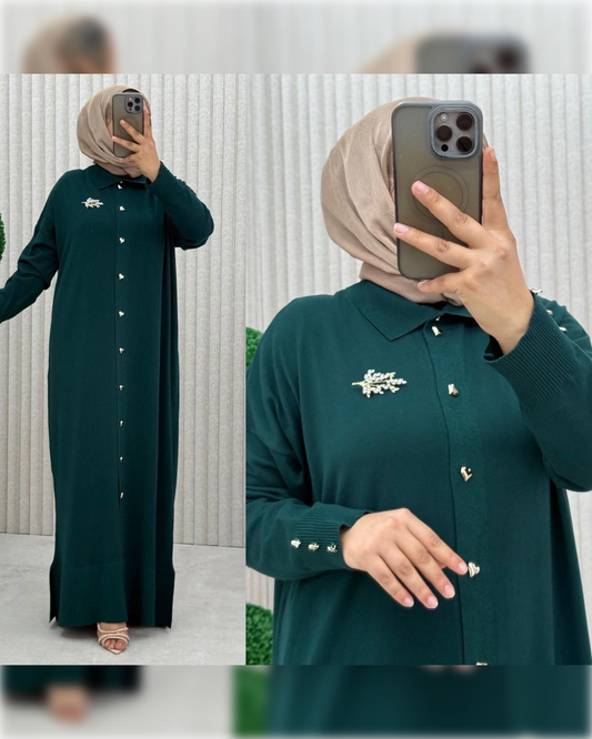 Cozy Fall - Winter Elegant Gray Button-Down Dress 🩶🩶 فستان خريفي شتوي دافئ بأزرار بشكل قلوب باللون الرمادي الجميل