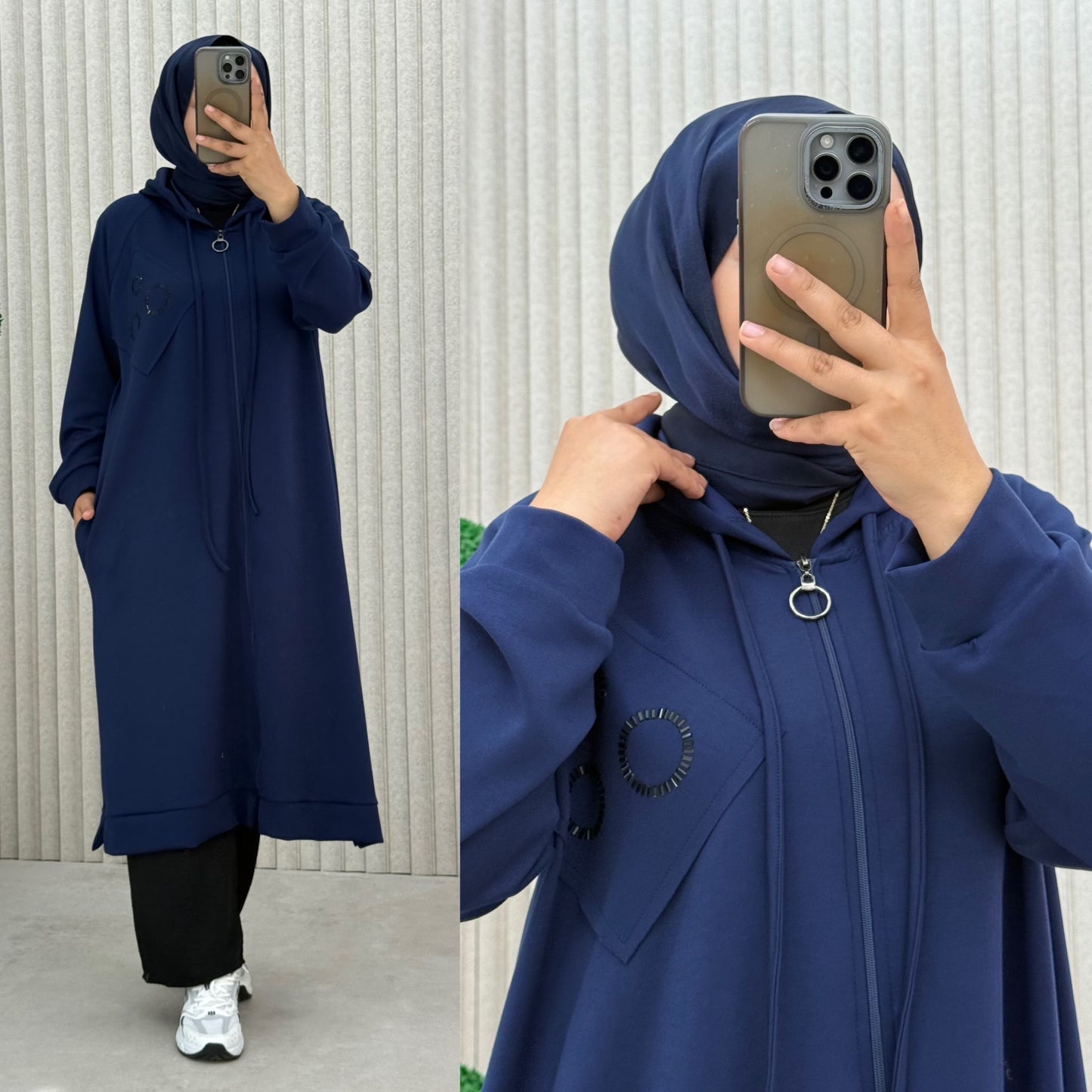 Casual Long Hooded Zip Up Cardigan in 3 Gorgeous Shades كارديجان عملي طويل بسحاب متوفر بثلاثة ألوان جميلة