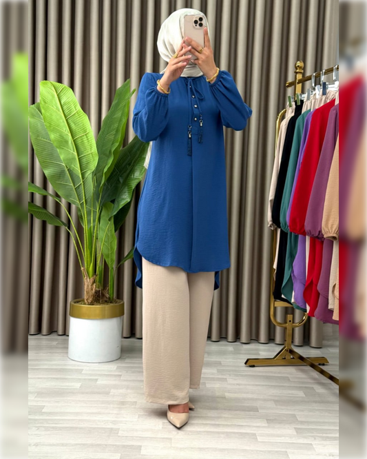 Chic Aerobin 2-Pieces Outfit in Blue Shade طقم آيروبين أنيق مكون من قطعتين باللون الأزرق الجميل
