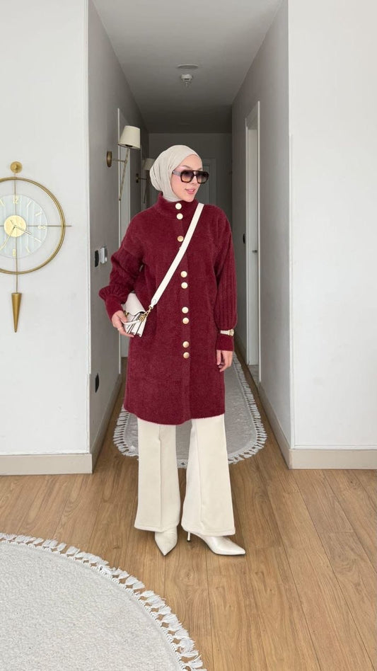 Elegant Long Mohair Knit Cardigan كارديجان طويل بنسيج الموهير الفاخر