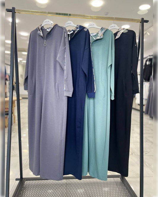 Ayla Sporty, Cozy Abaya Dress in Different Shades  عباءة آيلا الرياضية القطنية الدافئة بألوان متعددة جميلة