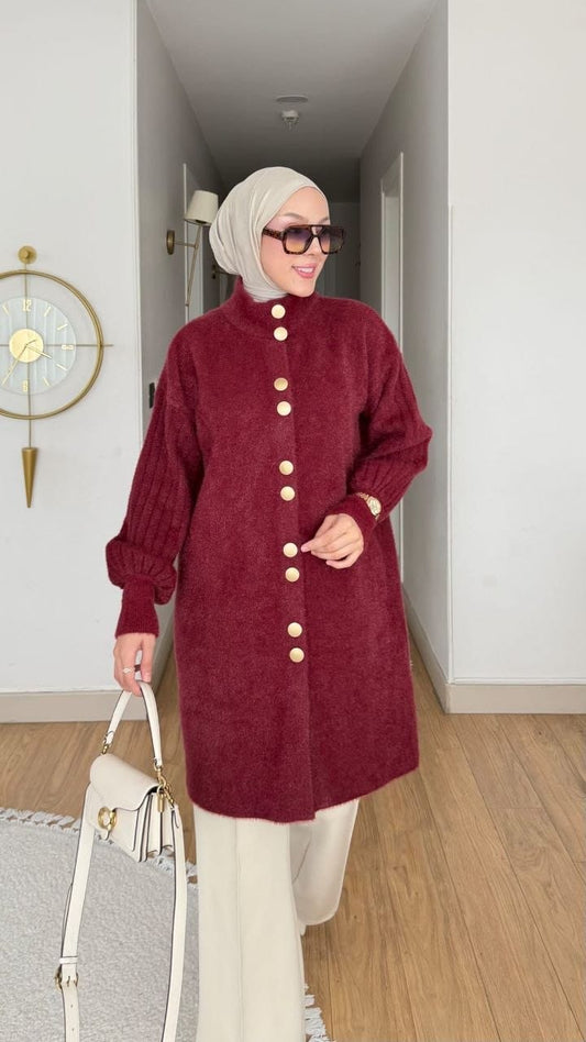 Elegant Long Mohair Knit Cardigan كارديجان طويل بنسيج الموهير الفاخر