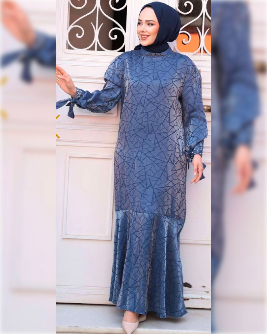 Nora Elegant - Mermaid Hem Satin Dress - in Blue Shade  فستان نورا الأنيق للمناسبات باللون الأزرق الجميل