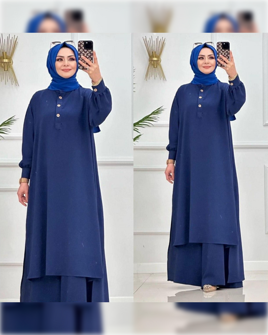 Formal Aerobin 2-Pieces Outfit in Blue Navy Shade طقم آيروبين رسمي مكون من قطعتين باللون الكحلي الجميل