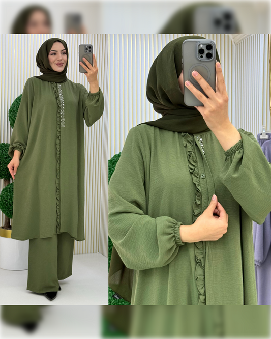 Formal Aerobin 2-Pieces Outfit in Light Green Shade طقم آيروبين رسمي مكون من قطعتين باللون الأخضر الفاتح الجميل