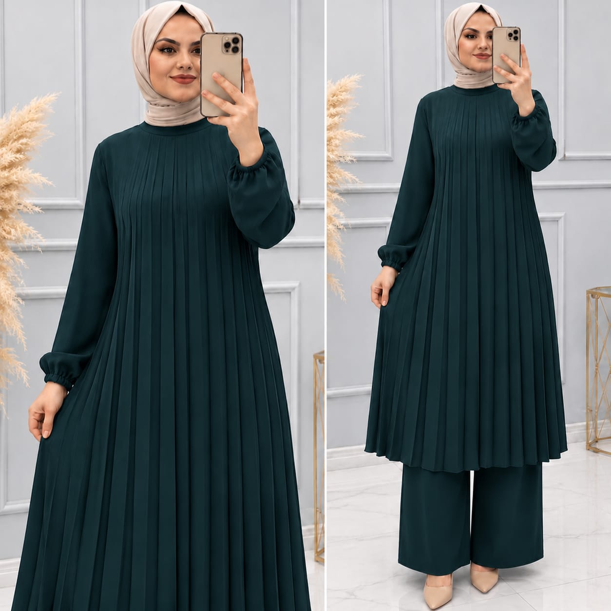 Hiba Elegant Pleated Modest outfit
