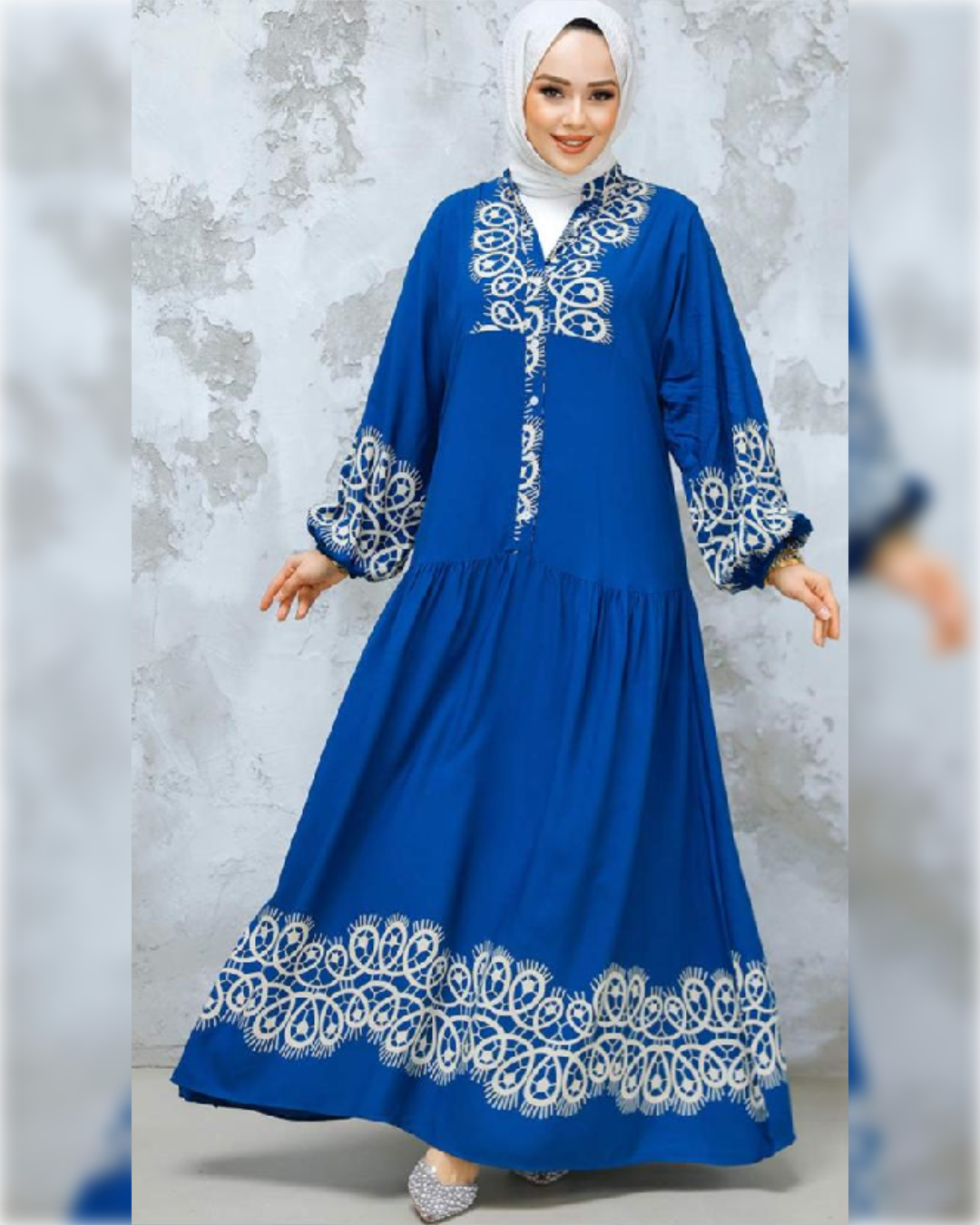 Alma Casual Cotton Dress in Royal Blue Shade فستان ألما العملي من القطن الناعم باللون الأزرق الملوكي الجميل