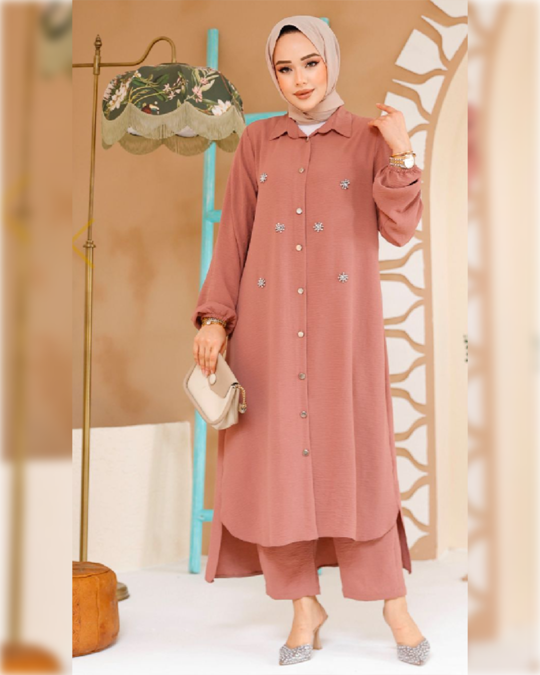 Formal Aerobin 2-Pieces Outfit in Light Peach Shade طقم آيروبين رسمي مكون من قطعتين باللون جميل