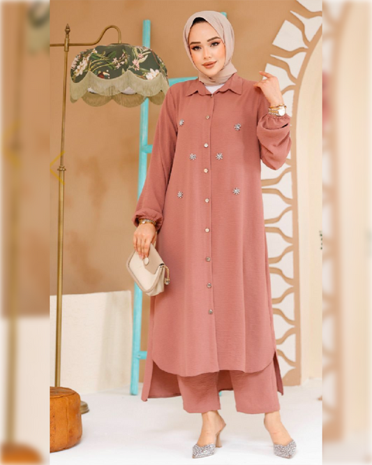 Formal Aerobin 2-Pieces Outfit in Light Peach Shade طقم آيروبين رسمي مكون من قطعتين باللون جميل