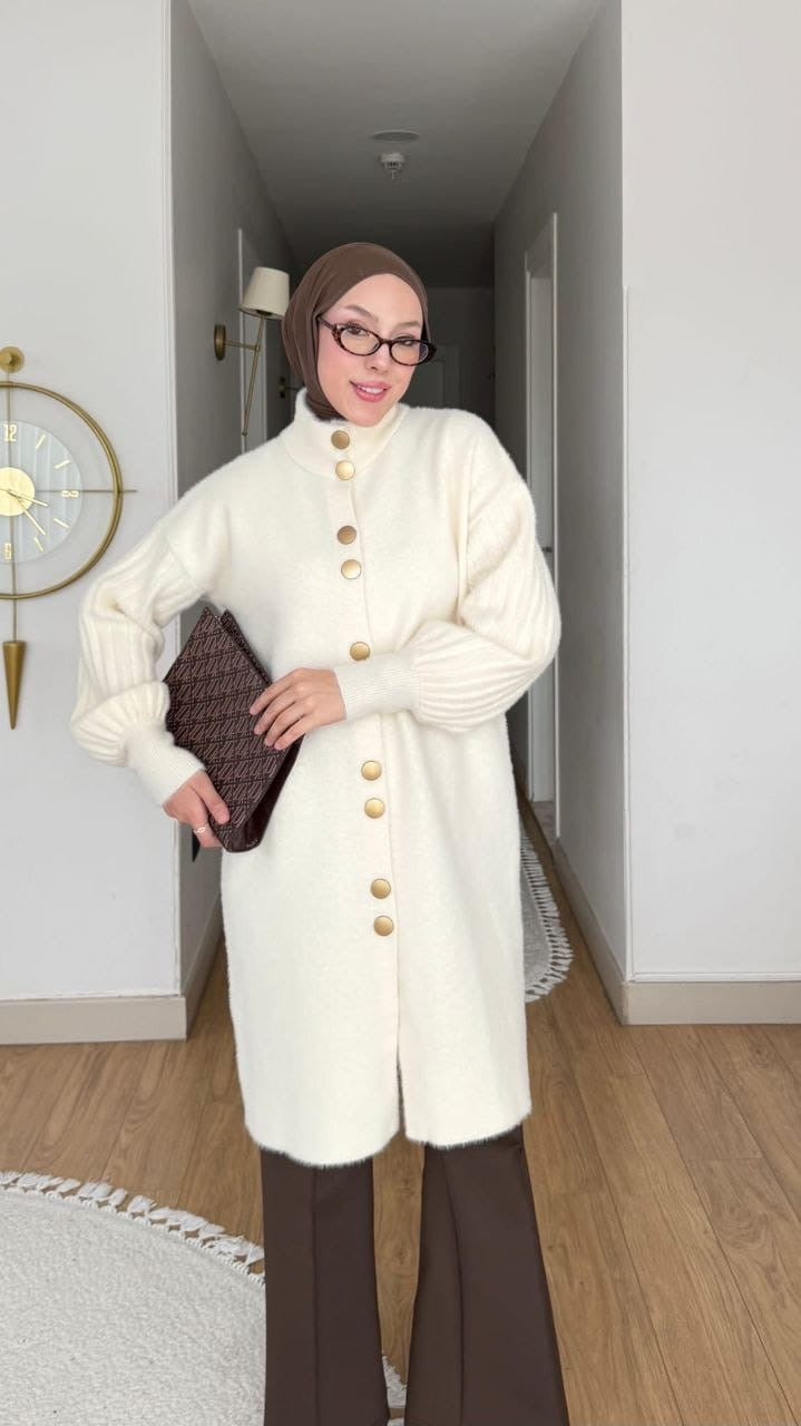 Elegant Long Mohair Knit Cardigan كارديجان طويل بنسيج الموهير الفاخر
