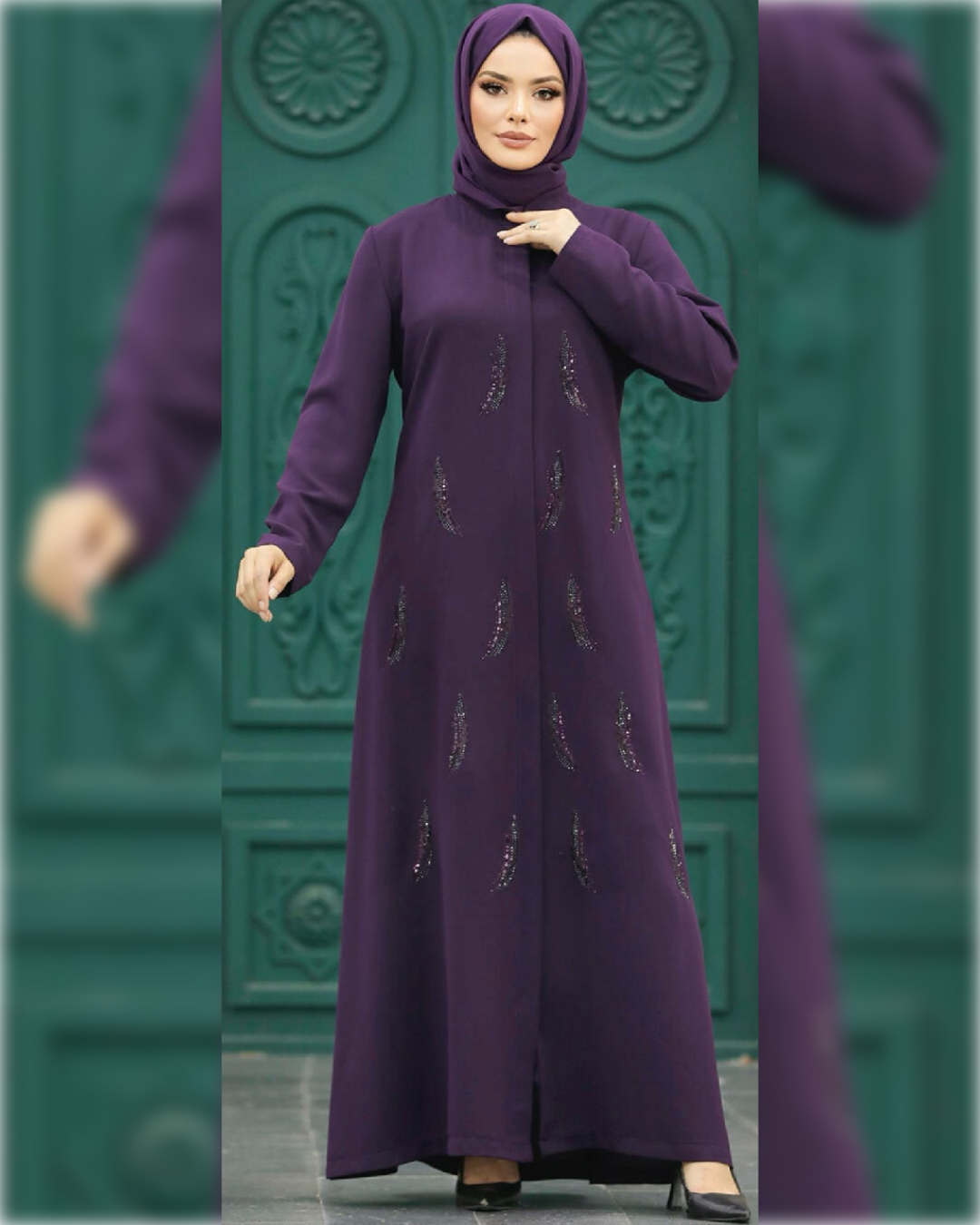 Fatimah Chic Abaya Dress for Summer in Plum Shade   عباءة فاطمة الصيفية  باللون العنابّي الجميل و تفاصيل أنيقة
