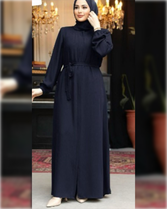 Fatimah Belted Abaya Dress for Summer in Black Shade   عباءة فاطمة الصيفية  باللون الأسود الجميل و بحزام للخصر