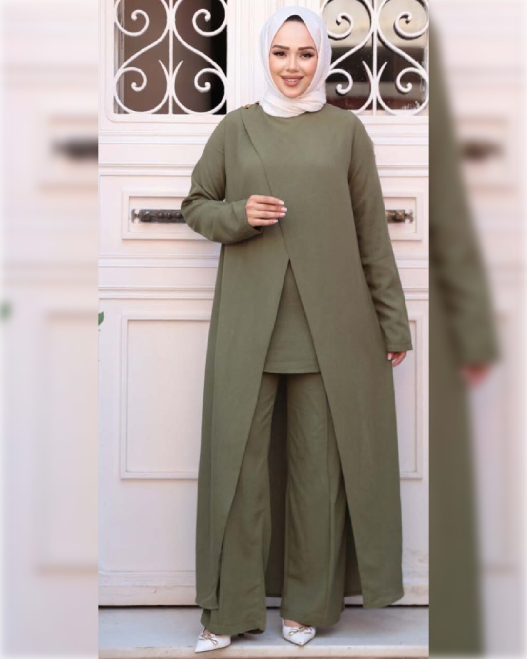 Layan Classic Green Flow 3-Pieces set طقم ليان الكلاسيكي أخضر اللون مكون من ثلاثة قطع