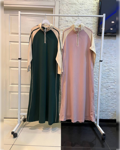 Casual Abaya Dress in 6 Gorgeous Shades  عباءة رياضية عملية من القطن الناعم بستة ألوان مميزة