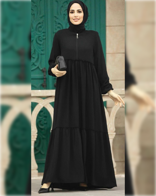 Elegant Abaya Dress in Black Shade for Summer عباءة صيفية أنيقة باللون الأسود الجميل