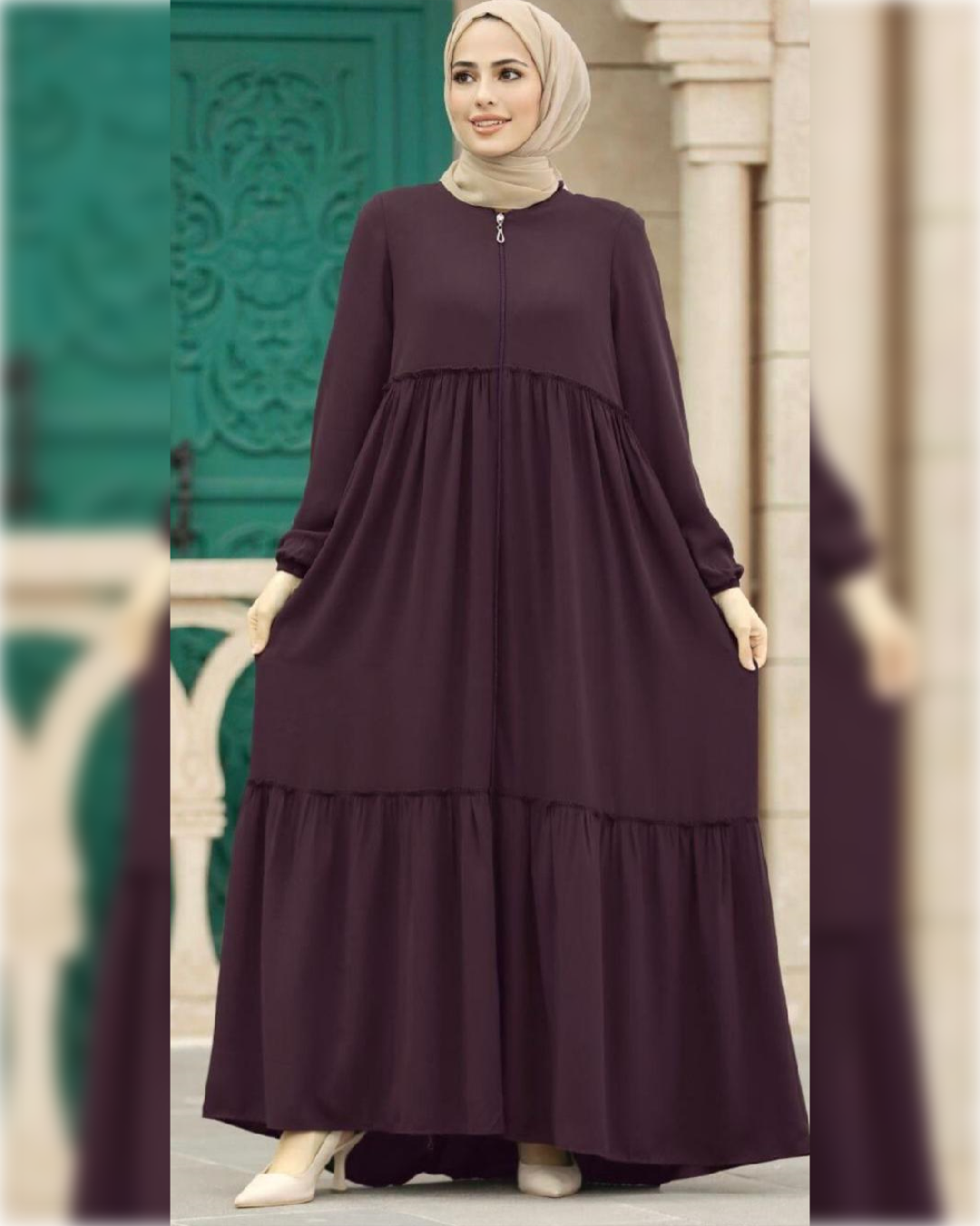 Elegant Abaya Dress in Brown Shade for Summer عباءة صيفية أنيقة باللون البني الجميل