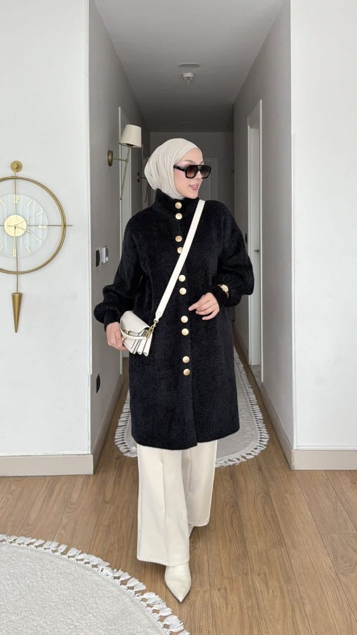 Elegant Long Mohair Knit Cardigan كارديجان طويل بنسيج الموهير الفاخر