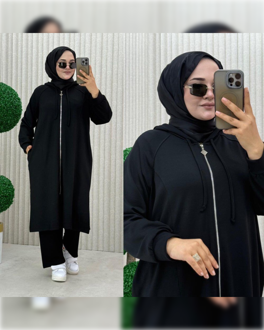 Cozy Cotton Sportswear of 2-Pieces in Black Shade بدلة رياضية دافئة من قطعتين باللون الأسود الجميل