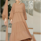 Sama Aerobin - Long Dress in Light Peach Shade فستان ساما الصيفي الطويل من نسيج الأيروبين باللون المشمشي الفاتح الجميل