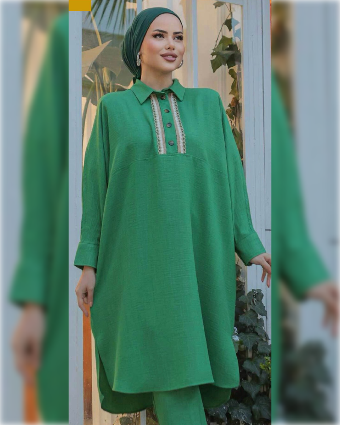 Suha Wide Cut - Long Tunic in Green Shade بلوزة سهى الطويلة و الواسعة باللون الأخضر الجميل
