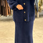 Elegant Two-Piece Knit Cardigan & Maxi Skirt Set طقم تريكو أنيق من قطعتين كارديجان و تنورة طويلة