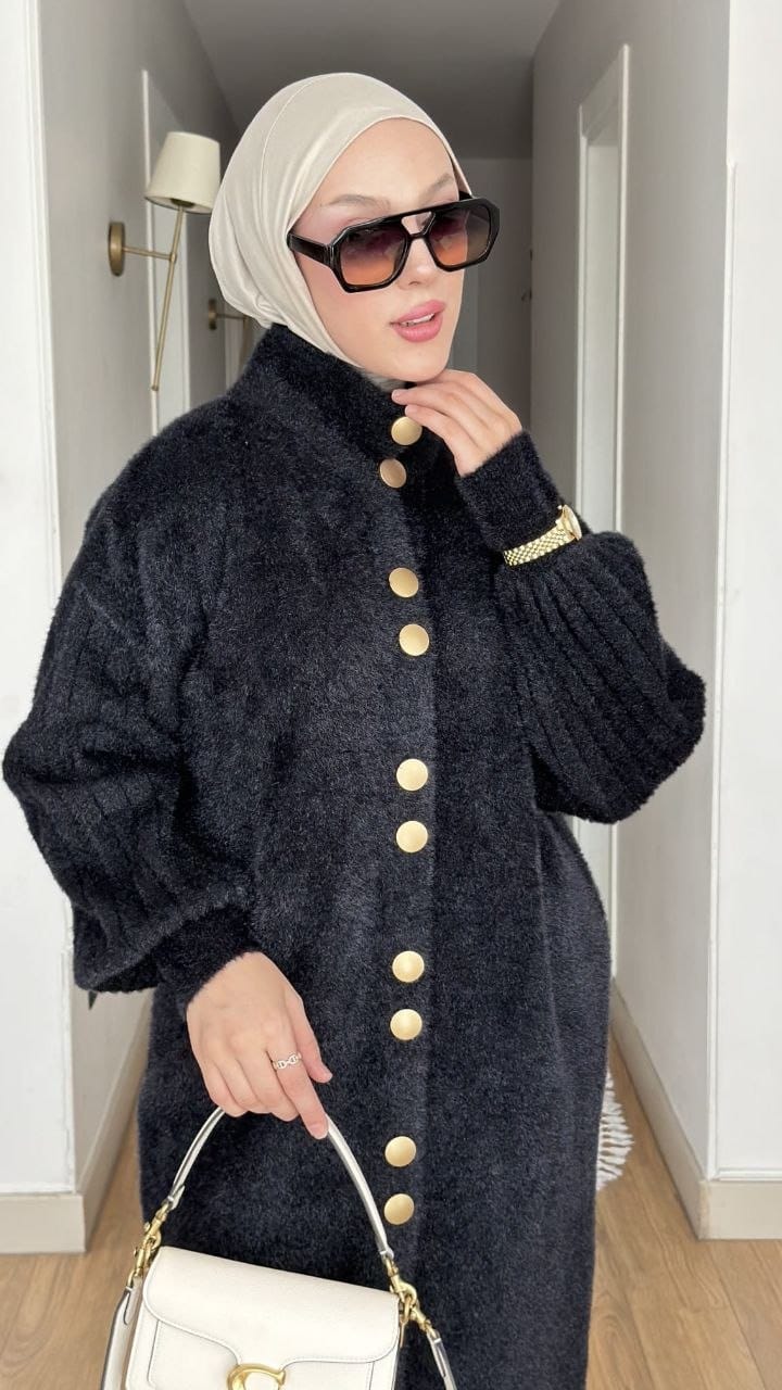 Elegant Long Mohair Knit Cardigan كارديجان طويل بنسيج الموهير الفاخر