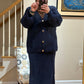 Elegant Two-Piece Knit Cardigan & Maxi Skirt Set طقم تريكو أنيق من قطعتين كارديجان و تنورة طويلة