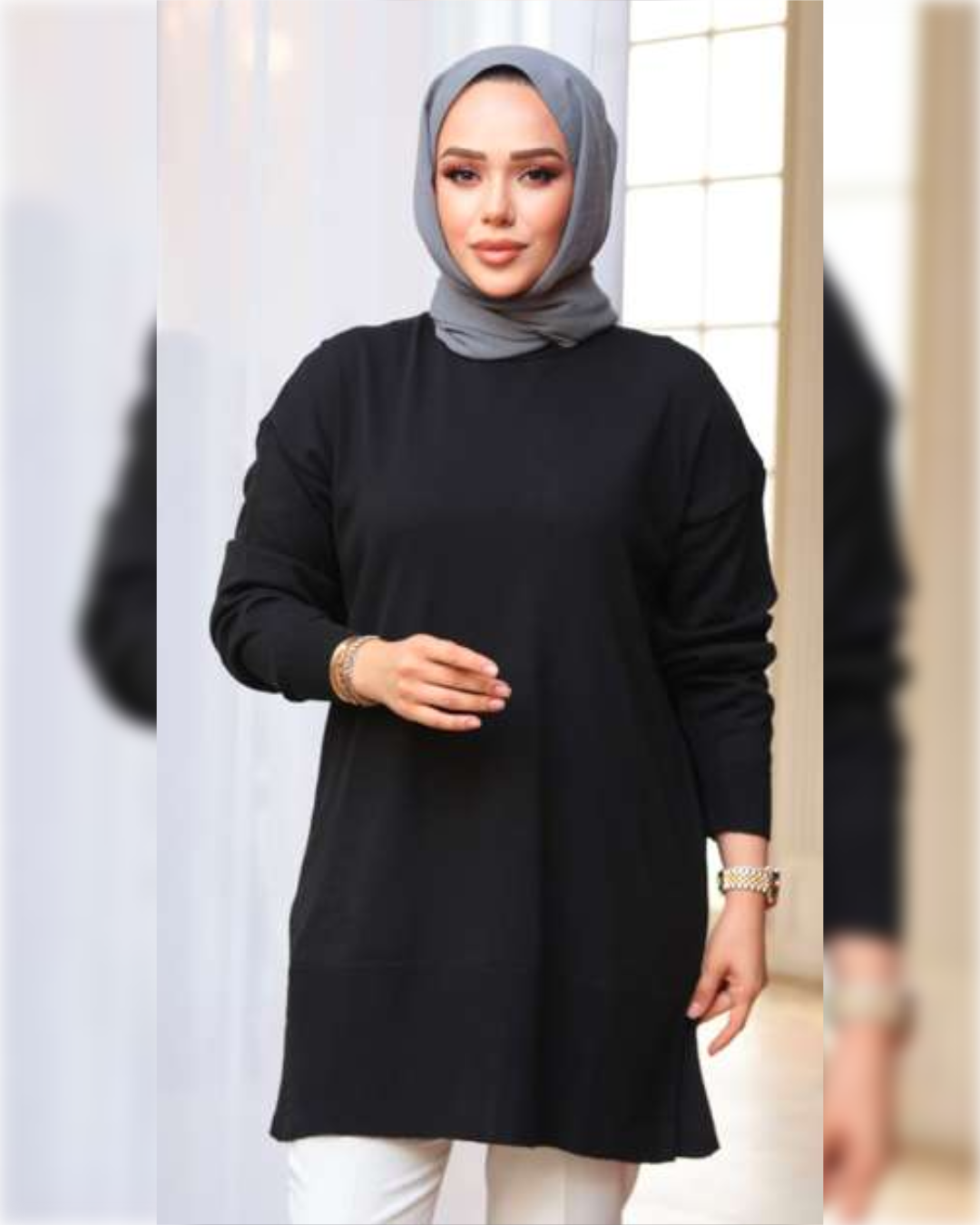 Cozy Blouse in Black Shade,  بلوزة شتوية دافئة بتصميم جميل باللون الأسود الجميل
