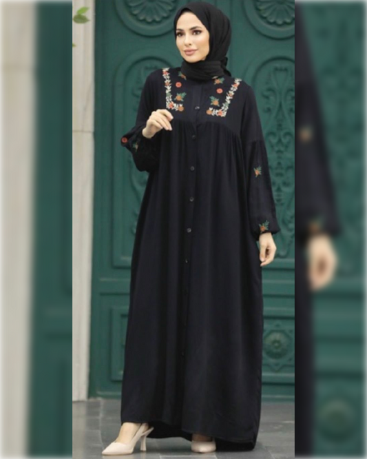 Hala Chic Abaya Dress for Summer in Black Shade   عباءة هلا الصيفية  باللون الأسود الجميل و تفاصيل أنيقة