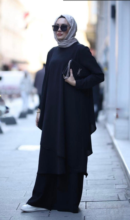 Modern Flowy Wide-Leg Silhouette Set طقم عصري مميز من قطعتين