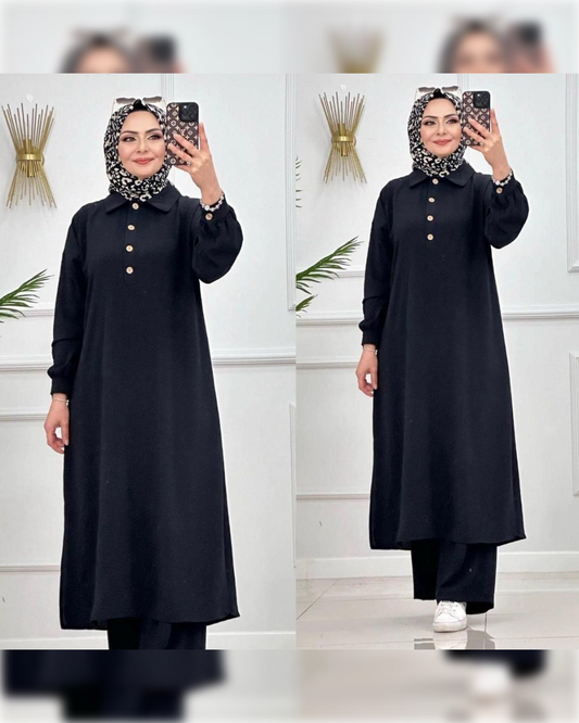 Casual Aerobin 2-Pieces Outfit in Black Shade طقم آيروبين عملي مكون من قطعتين باللون الأسود الجميل
