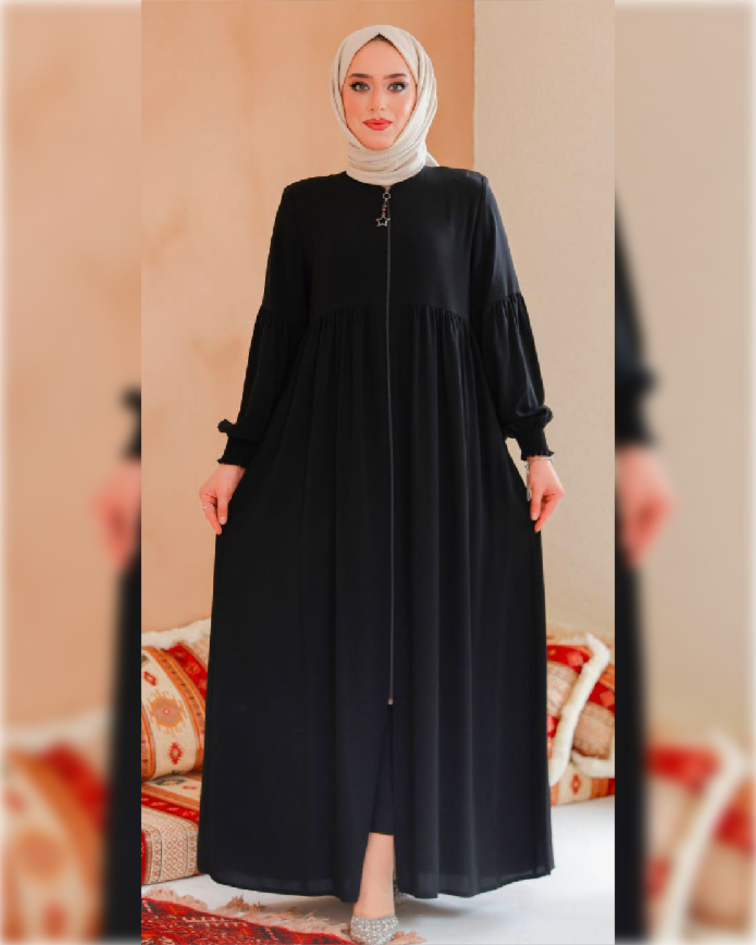 Elegant Abaya Dress in Black Shade for Summer عباءة صيفية أنيقة باللون الأسود الجميل