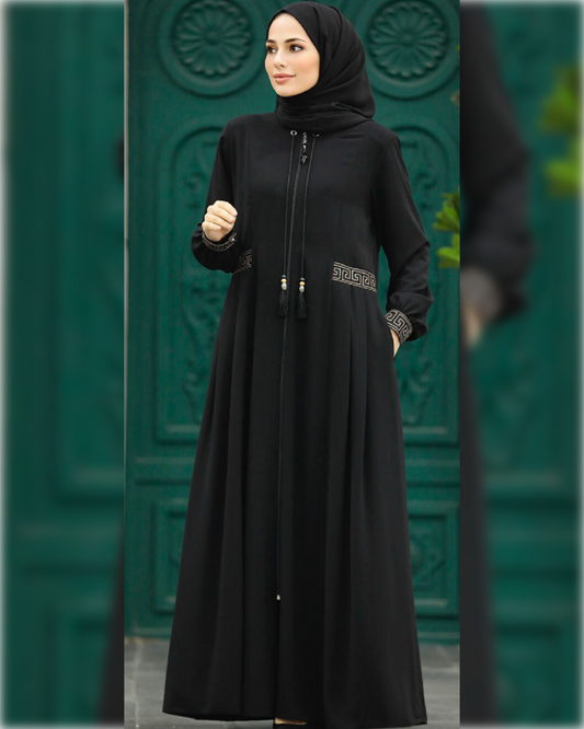 Samira Chic Abaya Dress for Summer in Black Shade   عباءة سميرة الصيفية  باللون الأسود الجميل و التفاصيل الأنيقة