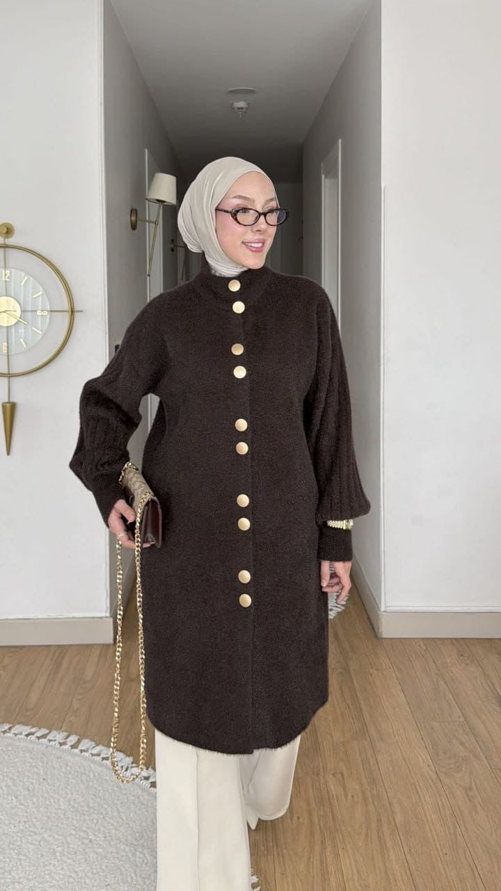Elegant Long Mohair Knit Cardigan كارديجان طويل بنسيج الموهير الفاخر