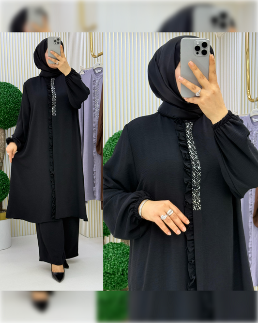 Formal Aerobin 2-Pieces Outfit in Black Shade طقم آيروبين رسمي مكون من قطعتين باللون الأسود الجميل