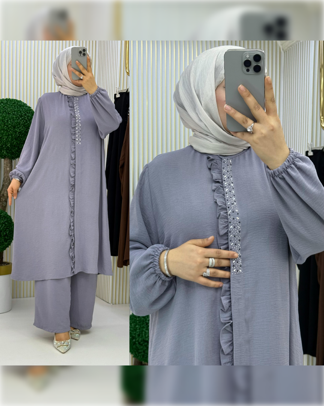Formal Aerobin 2-Pieces Outfit in Royal Blue Shade  طقم آيروبين رسمي مكون من قطعتين باللون الرمادي الفاتح الجميل