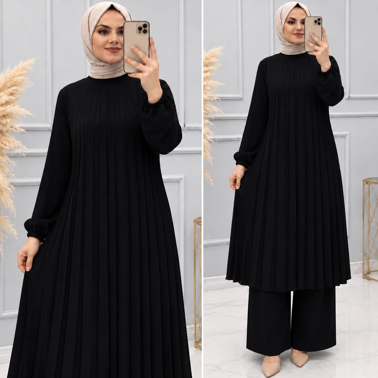 Hiba Elegant Pleated Modest outfit