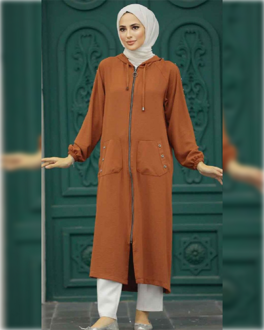 Layan Long Cardigan in Copper Shade  كارديجان ليان الصيفي الطويل باللون النحاسي الجميل