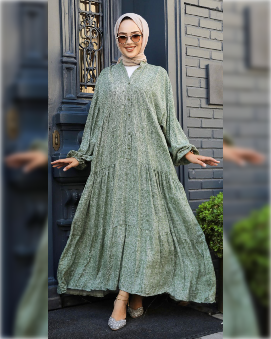 Alma Casual Dress in Light Green Shade فستان ألما العملي باللون الأخضر الفاتح الجميل