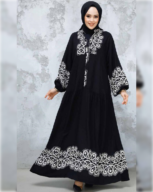 Alma Casual Cotton Dress in Black Shade فستان ألما العملي من القطن الناعم باللون الأسود الجميل