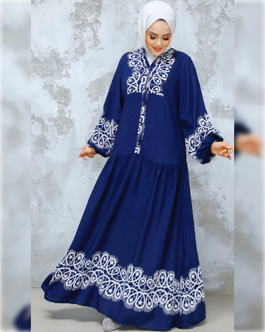 Alma Casual Cotton Dress in Navy Blue Shade فستان ألما العملي من القطن الناعم باللون الكحلي الجميل