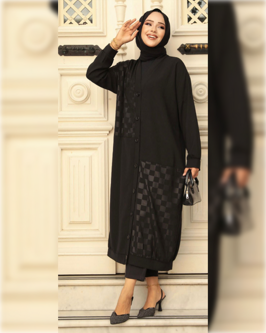 Nasma Summer Long Cardigan in Black Shade كارديجان نسمة الصيفي الجميل باللون الأسود المميز