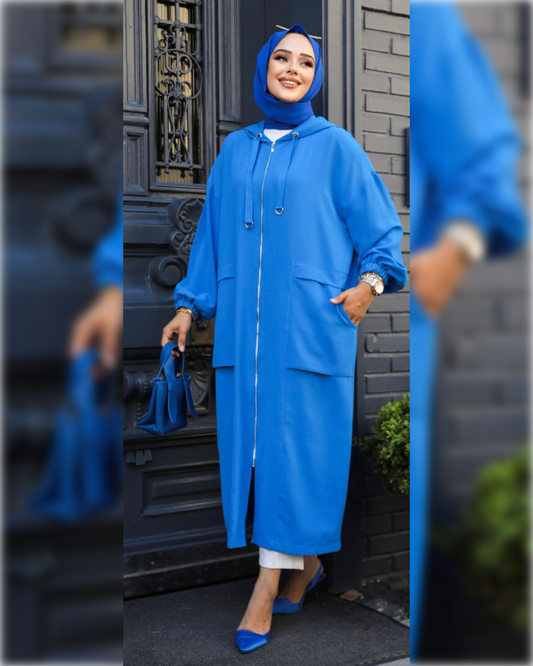 Nasma Summer Long Cardigan in Blue Shade كارديجان نسمة الصيفي الجميل باللون الأزرق الجميل