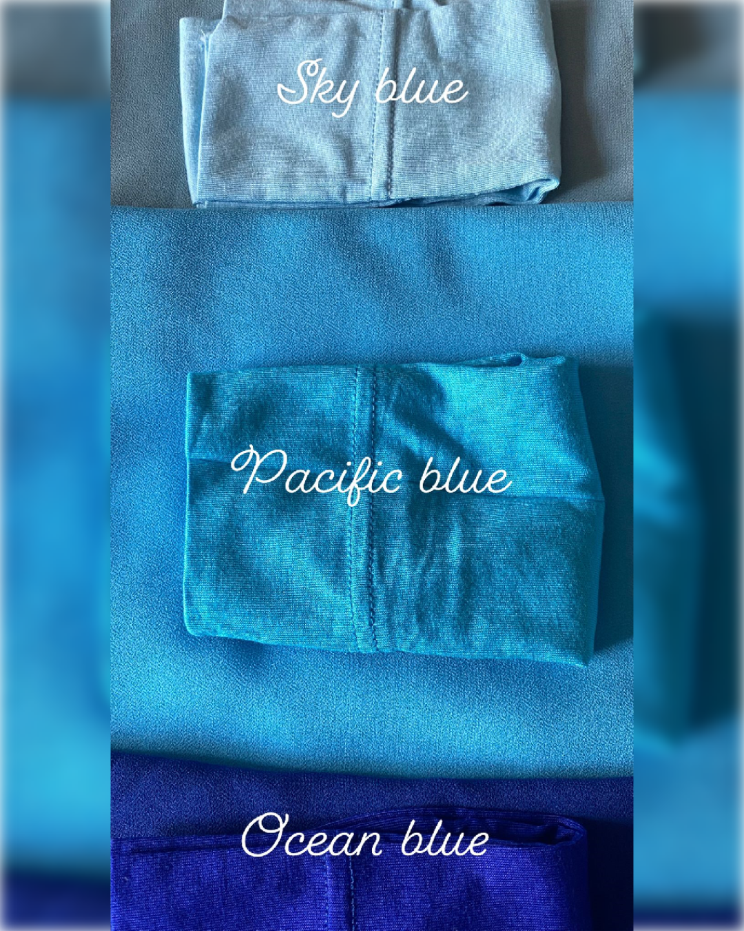 Plain Georgette Hijab Set in Beautifull Blue Shades مجموعة حجاب الجورجيت بدرجات اللون الأزرق الجميل