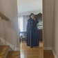 Elegant Two-Piece Abaya dress set in Navy Blue Shade   طقم عباءة أنيق من قطعتين باللون الكحلي الجميل