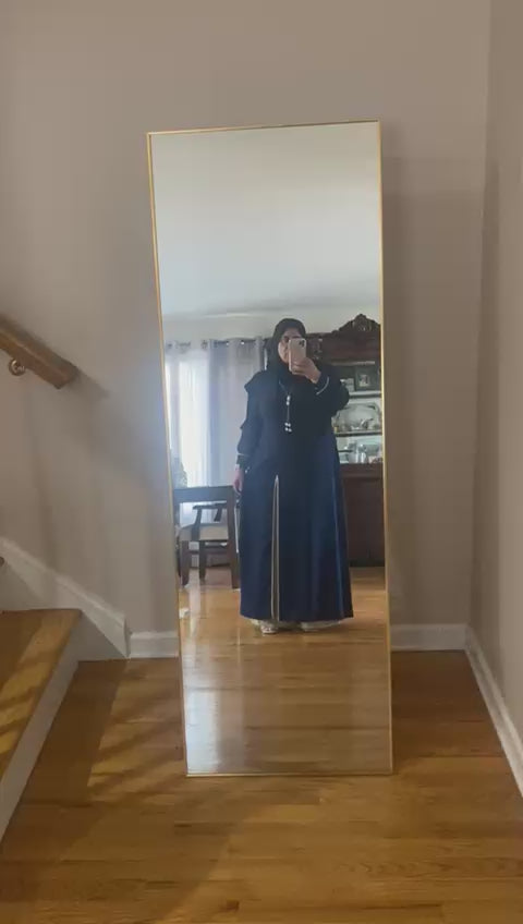 Elegant Two-Piece Abaya dress set in Navy Blue Shade   طقم عباءة أنيق من قطعتين باللون الكحلي الجميل