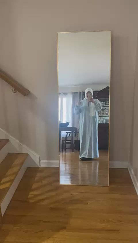 Cozy Casual Denim-Style Maxi Dress in Light Shade  فستان جينز عملي طويل و دافئ بدرجة لون فاتح